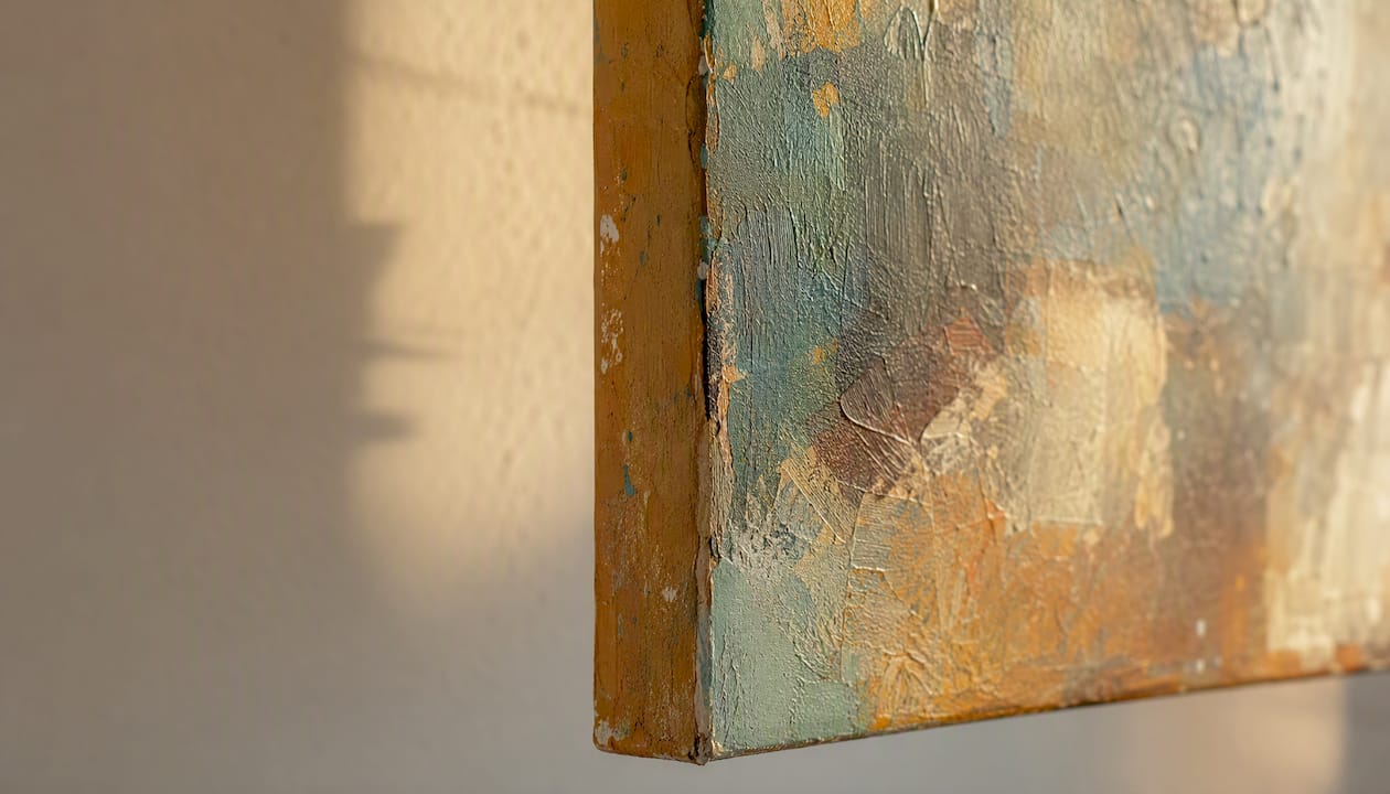 Close-up of textured hand-painted canvas