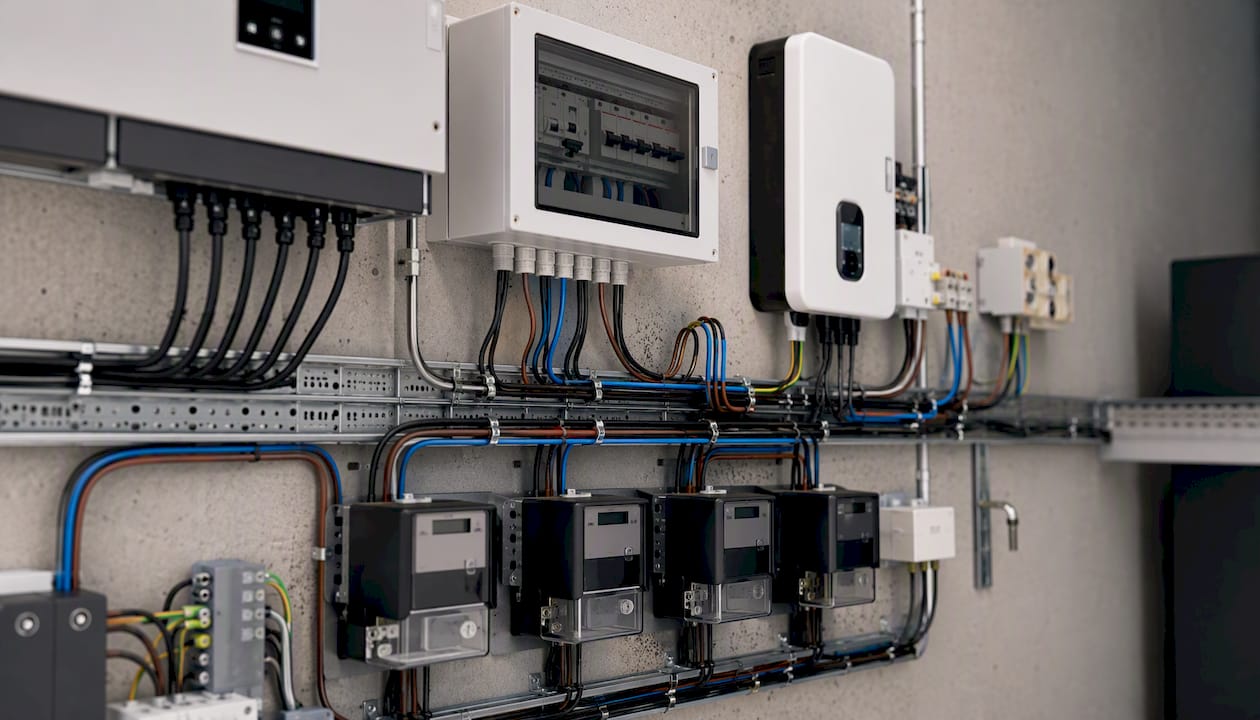 Detailopname van EMS-meters en sensoren