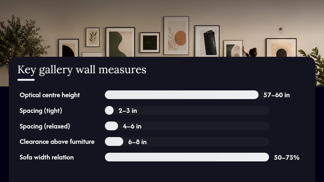 Diagram of gallery wall measurement guidelines