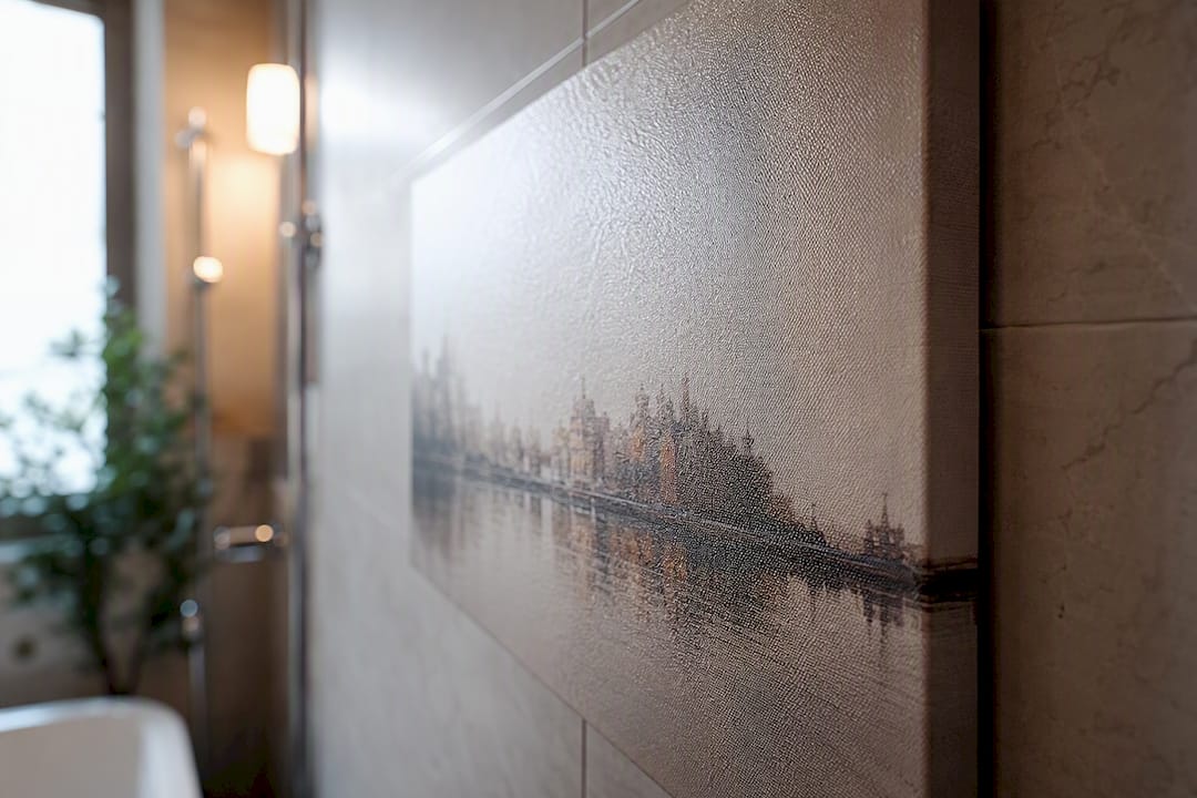 Close-up of humidity-resistant canvas art texture