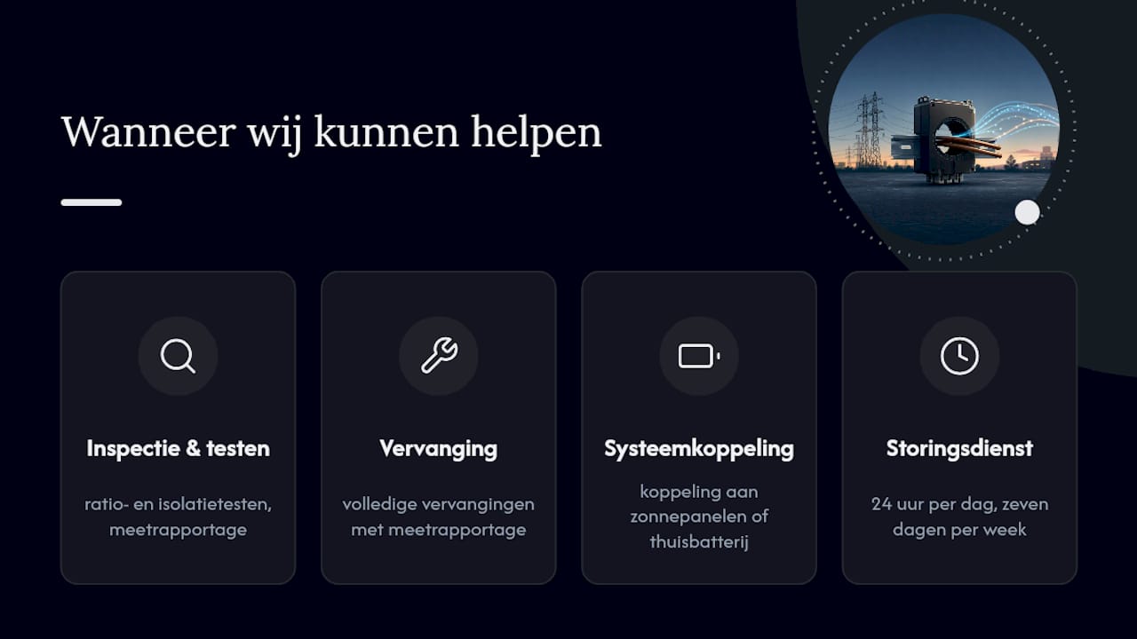Wanneer wij kunnen helpen: inspectie, vervanging en storingsdienst — overview diagram