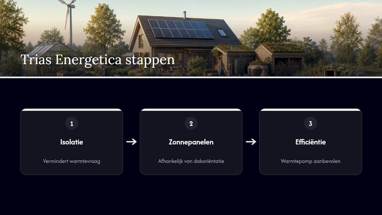 Schema van de Trias Energetica, de drie-stappenmethode voor energie
