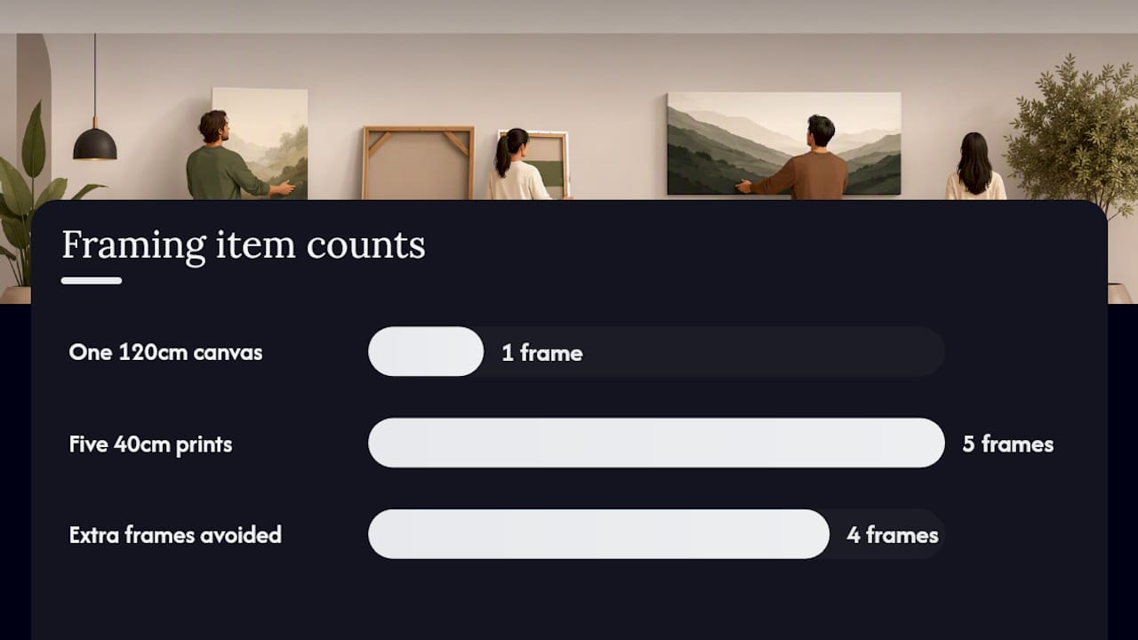 Cost comparison of large canvas and small prints