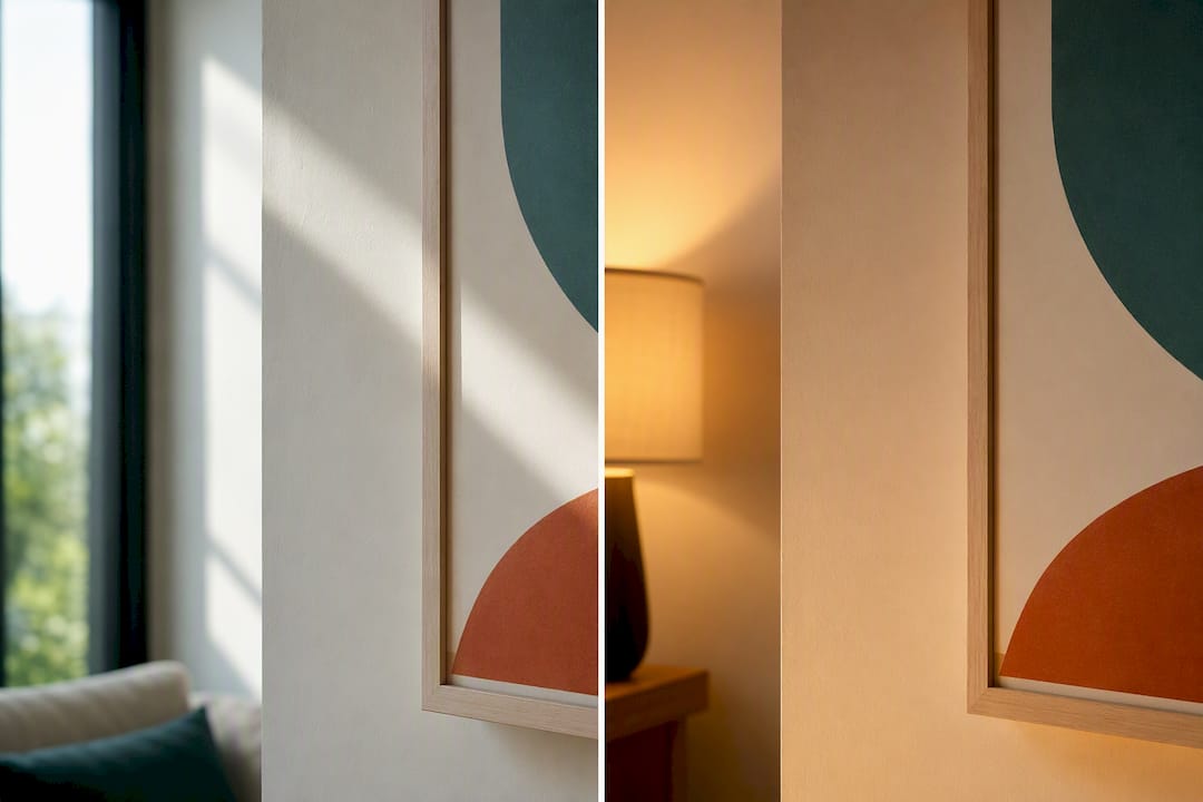 Illustration comparing daylight and room lighting