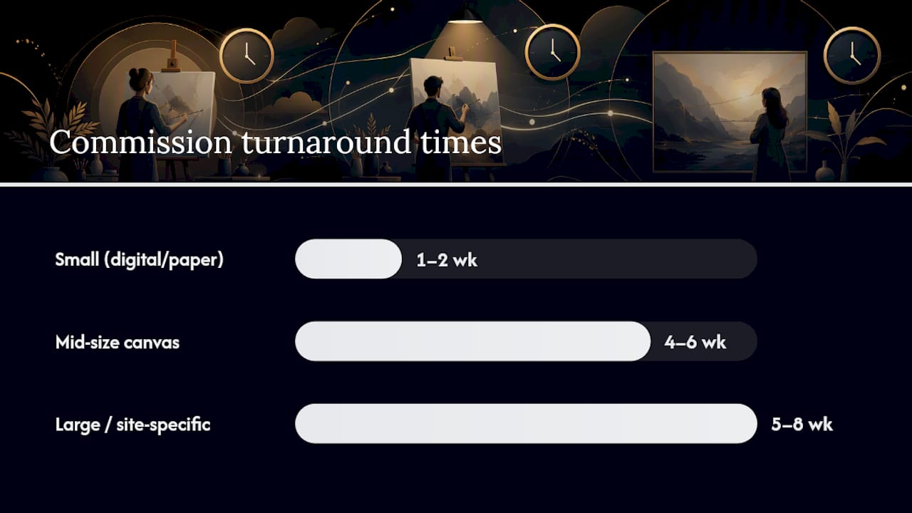 How long does a commission take from brief to installation? — overview diagram