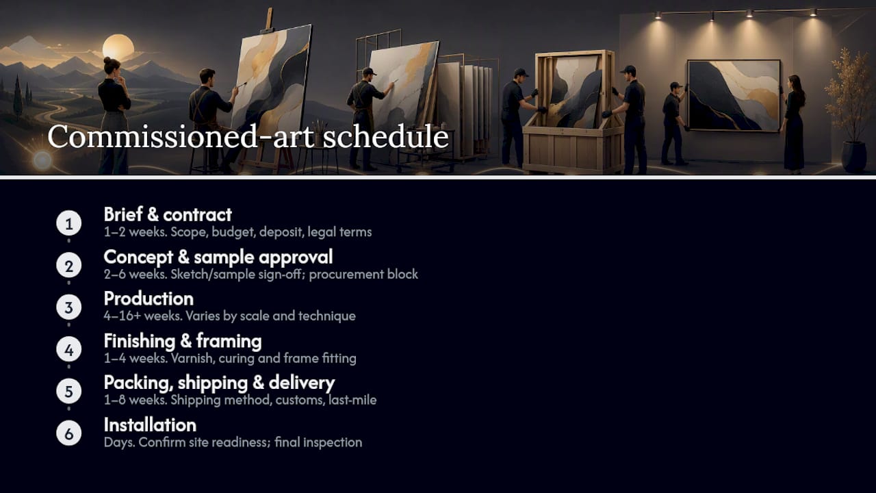 Commissioned art timeline by production stage