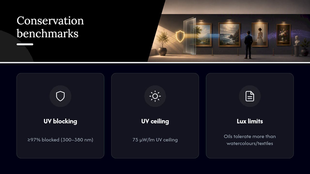 UV blocking and conservation lighting benchmarks