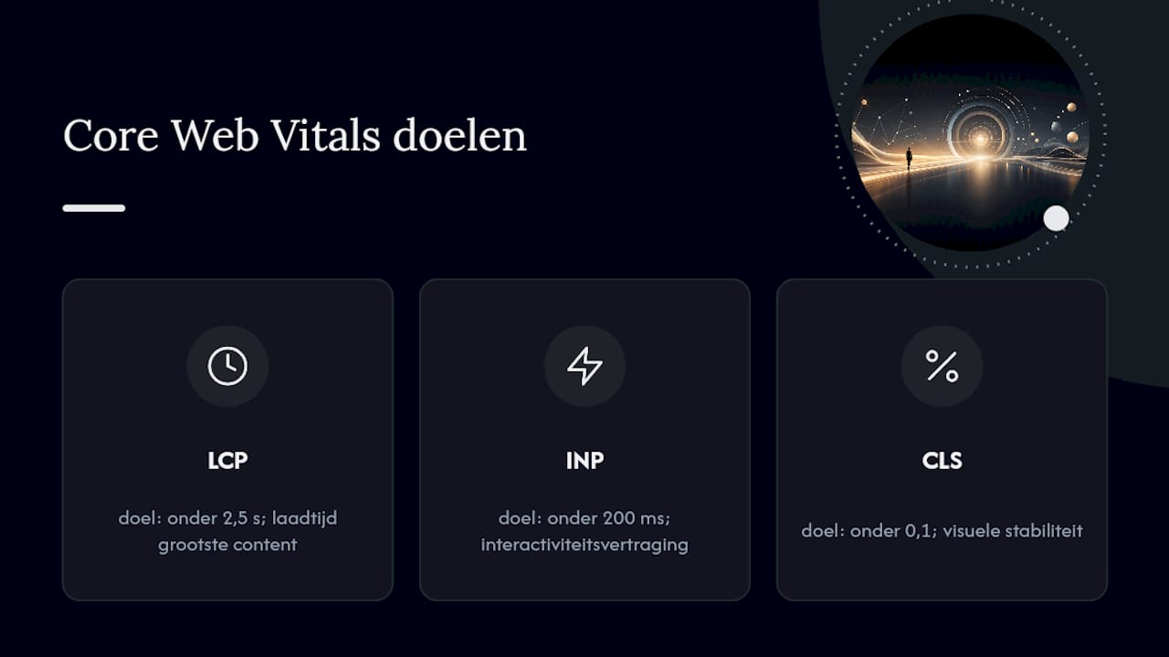 Drempelwaarden voor drie Core Web Vitals