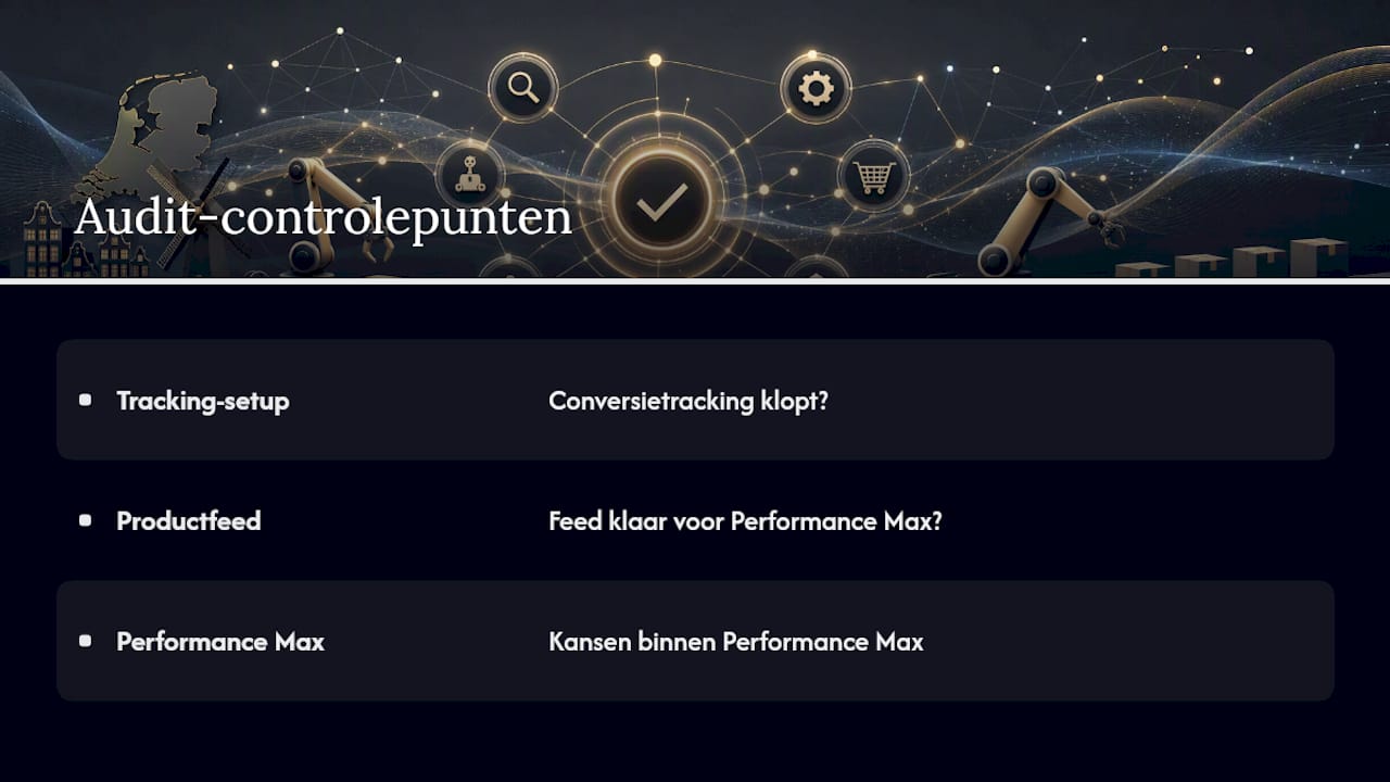Start met een gratis Google Ads-audit voor je webshop — overview diagram