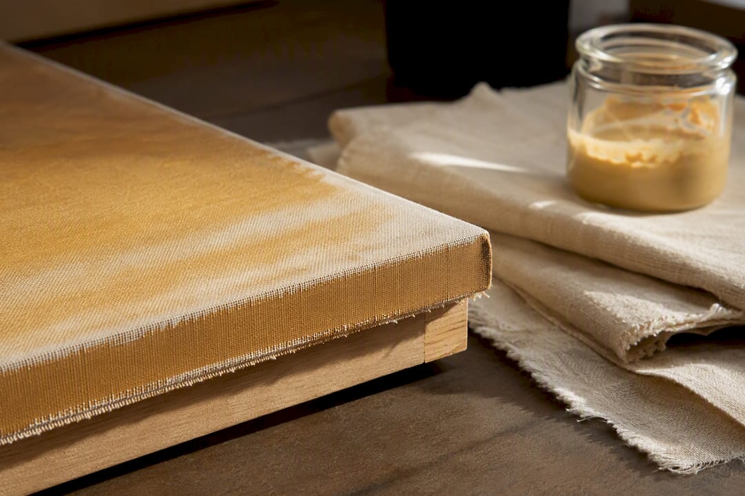 Warm raw canvas edge texture