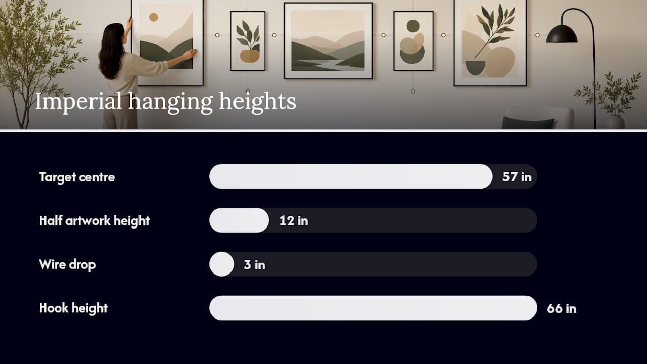 What is the art hanging height rule, and how do you measure it? — overview diagram