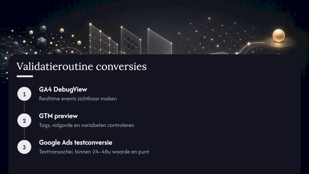 Drie-stappenproces voor het valideren van conversietracking