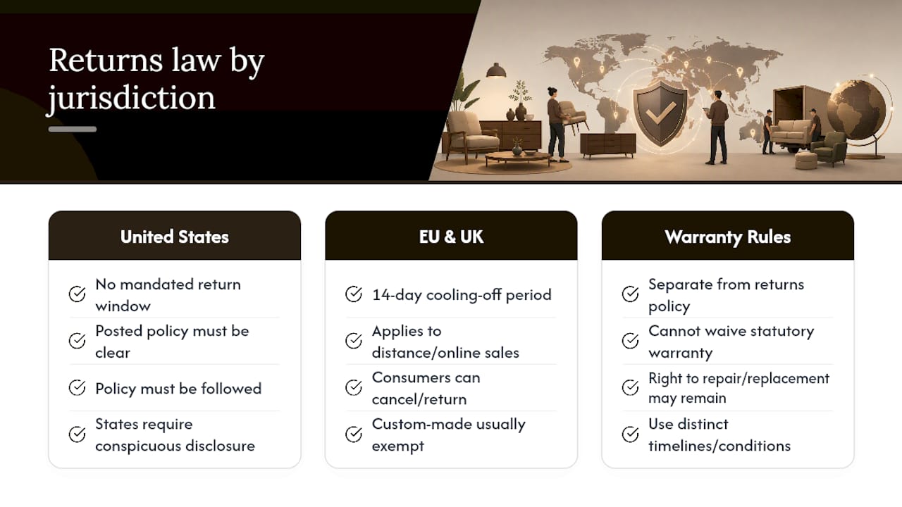 What legal rules govern furniture return policies? — overview diagram