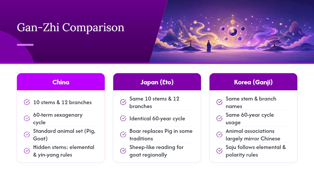 How Does This Compare to Japanese and Korean Zodiac Systems? — overview diagram