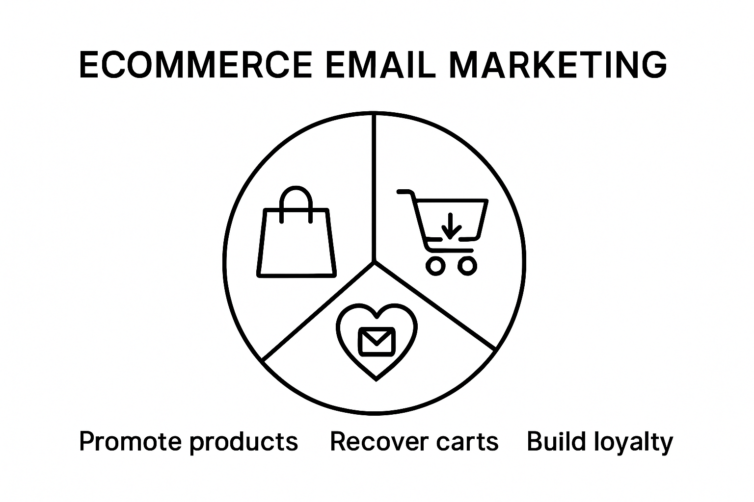Infographic showing main purposes of ecommerce email marketing
