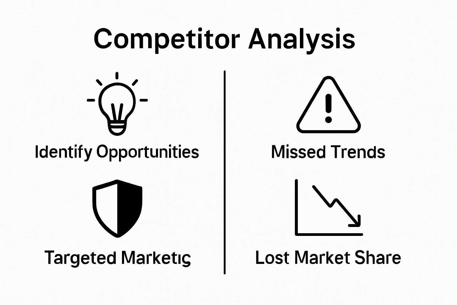Infographic comparing benefits versus risks of competitor analysis