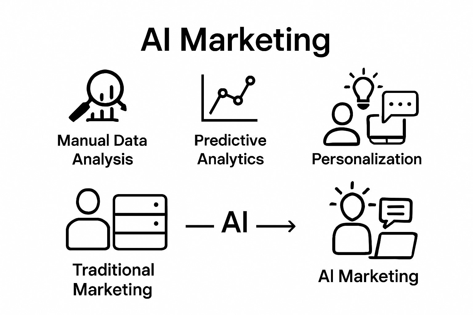 Infographic comparing traditional vs AI marketing benefits