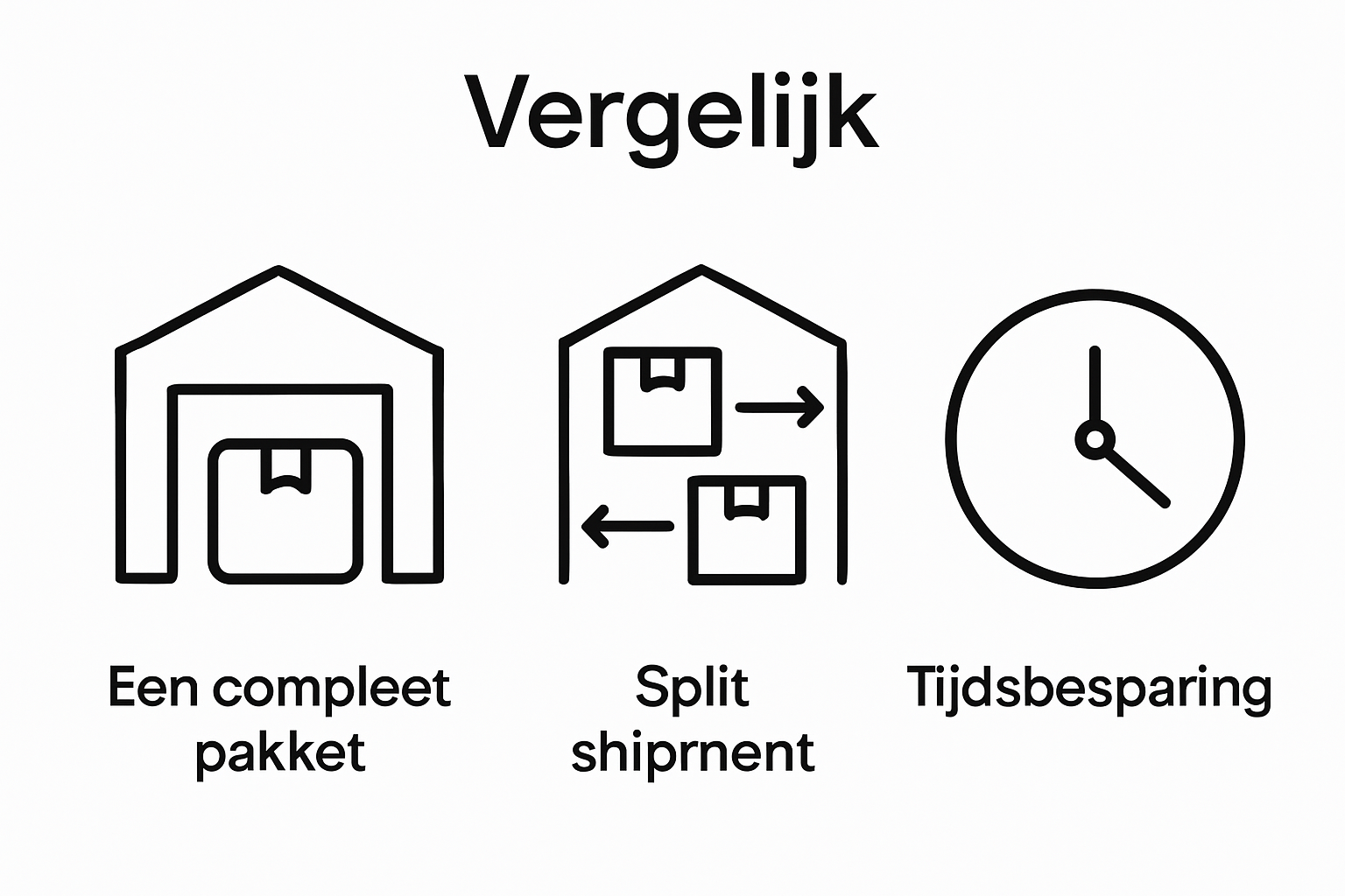 Vergelijking tussen complete levering en split shipment met pakketten
