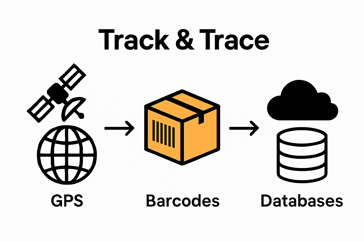 Visual diagram showing GPS, barcode and database