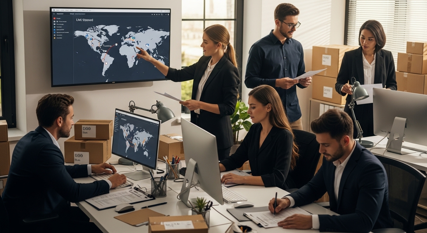 internationale verzending logistiek teamwork