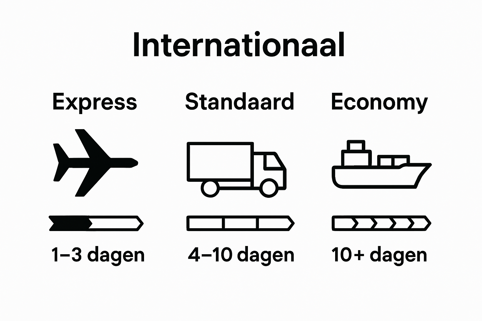 Infographic showing visual comparison of express, standard, and economy shipping speeds.