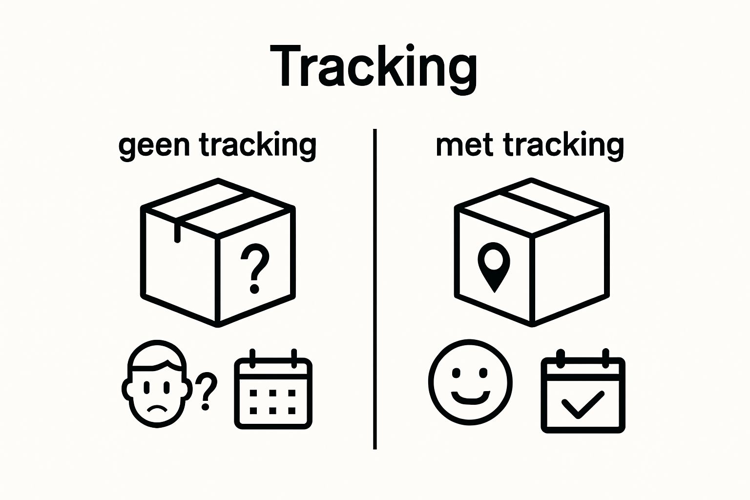 Infographic showing difference met/zonder pakkettracking