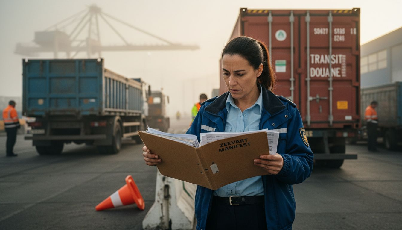 Douanemedewerker controleert een zending aan de grens