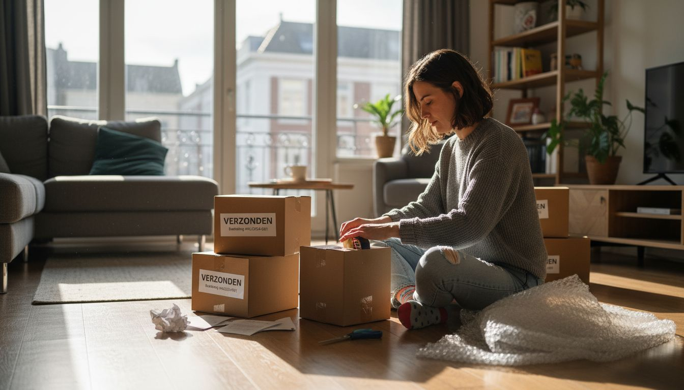 Webshop-eigenaar pakt thuis bestellingen in
