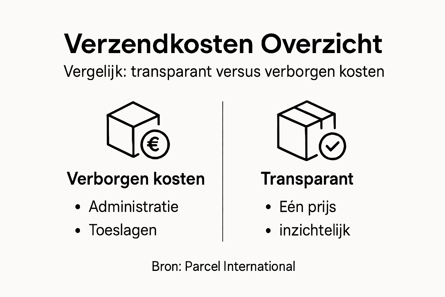 Heldere infographic met alle verzendkosten overzichtelijk op een rij