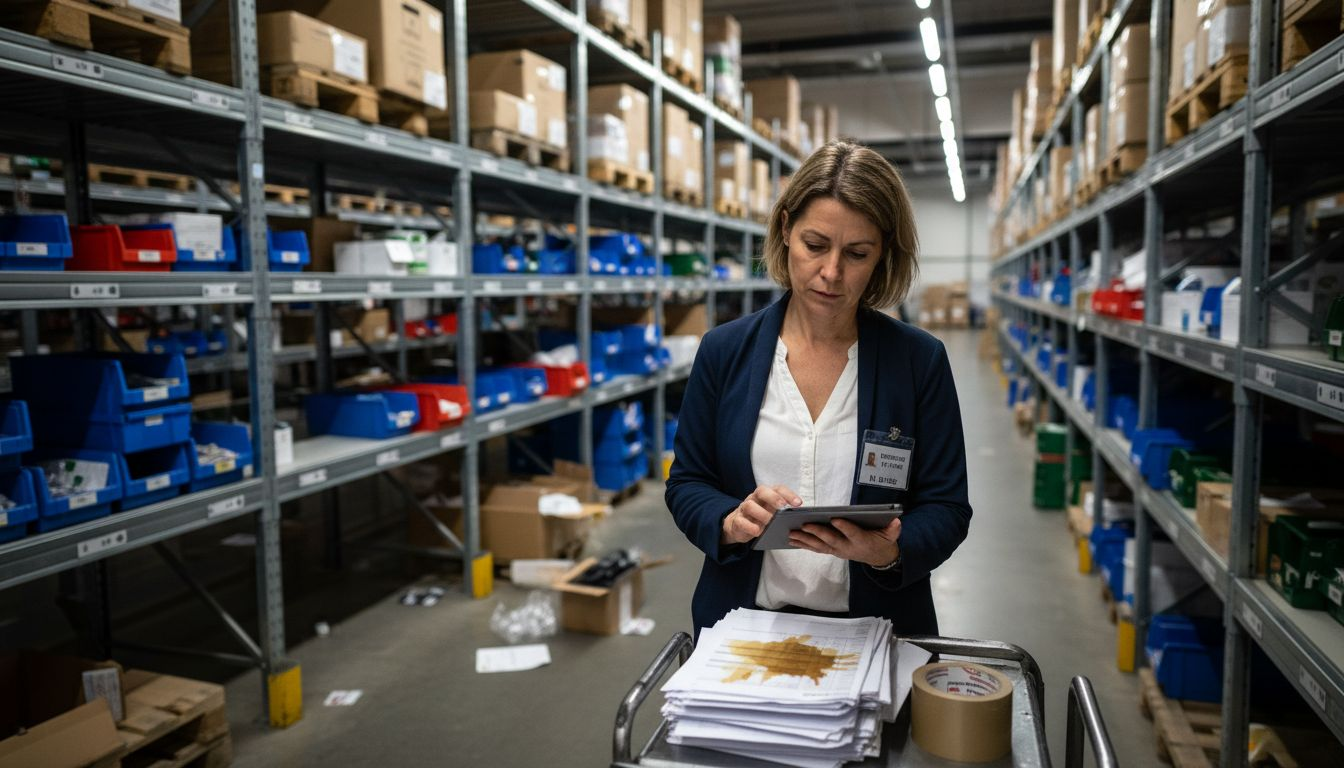De logistiek supervisor houdt scherp toezicht op het orderproces om kosten te besparen.
