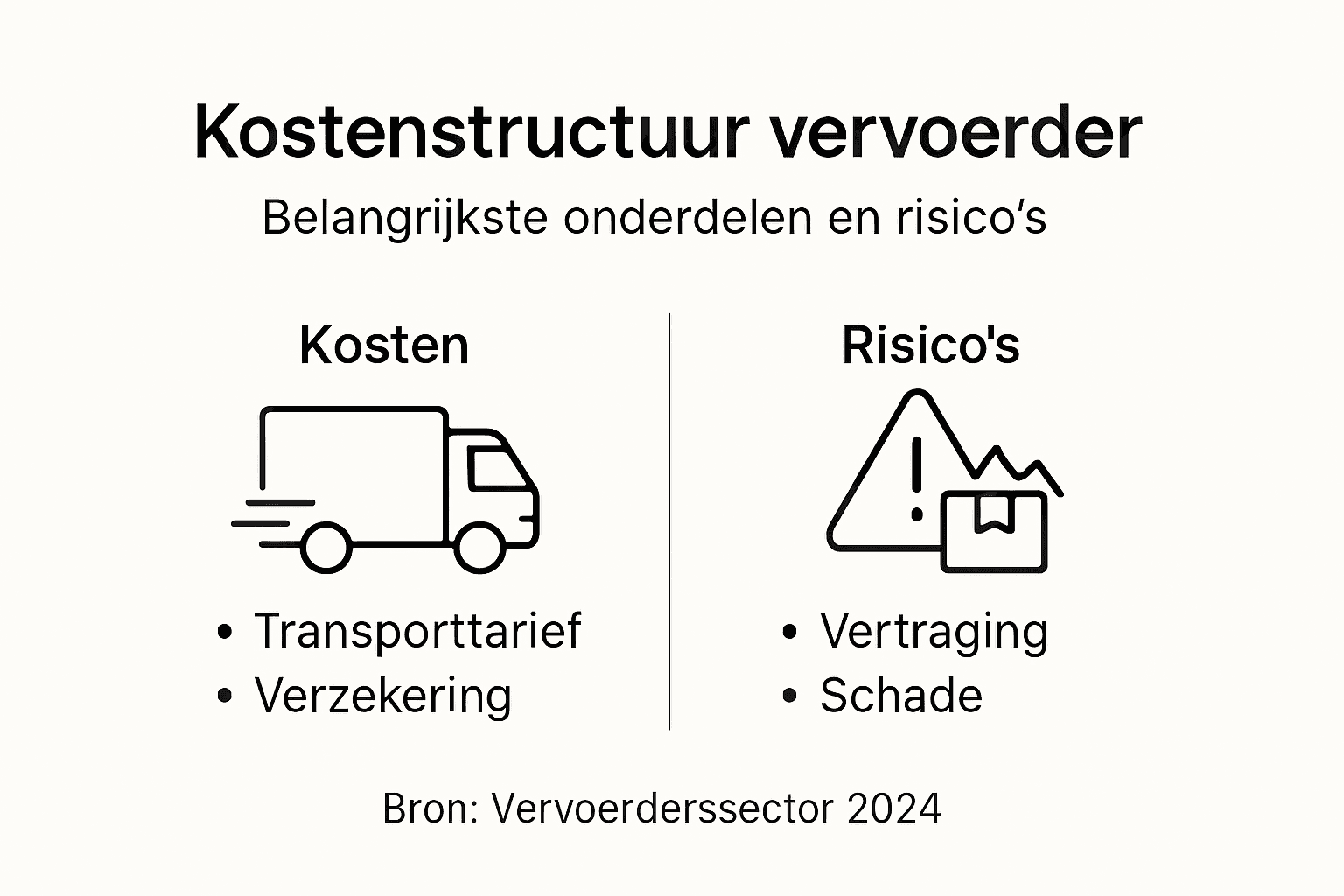 Overzicht van de kostenopbouw bij vervoerders en bijbehorende risico’s