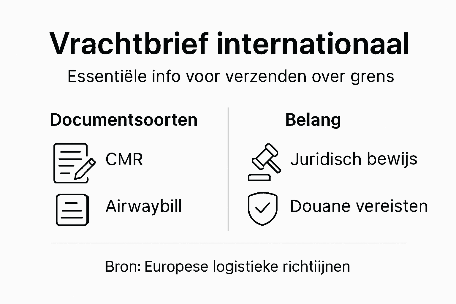 Visueel overzicht van de internationale vrachtbrief