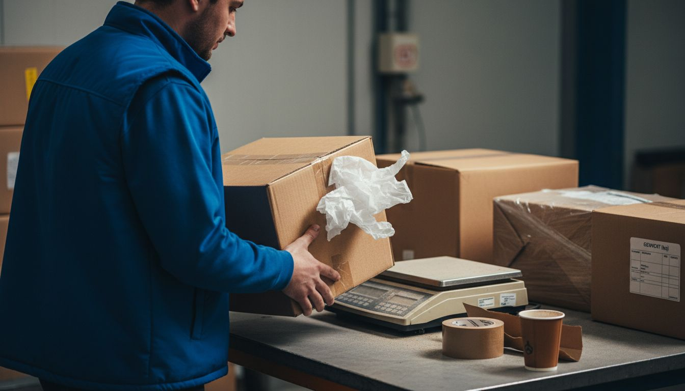 Doos beschadigd en opvulmateriaal ontbreekt