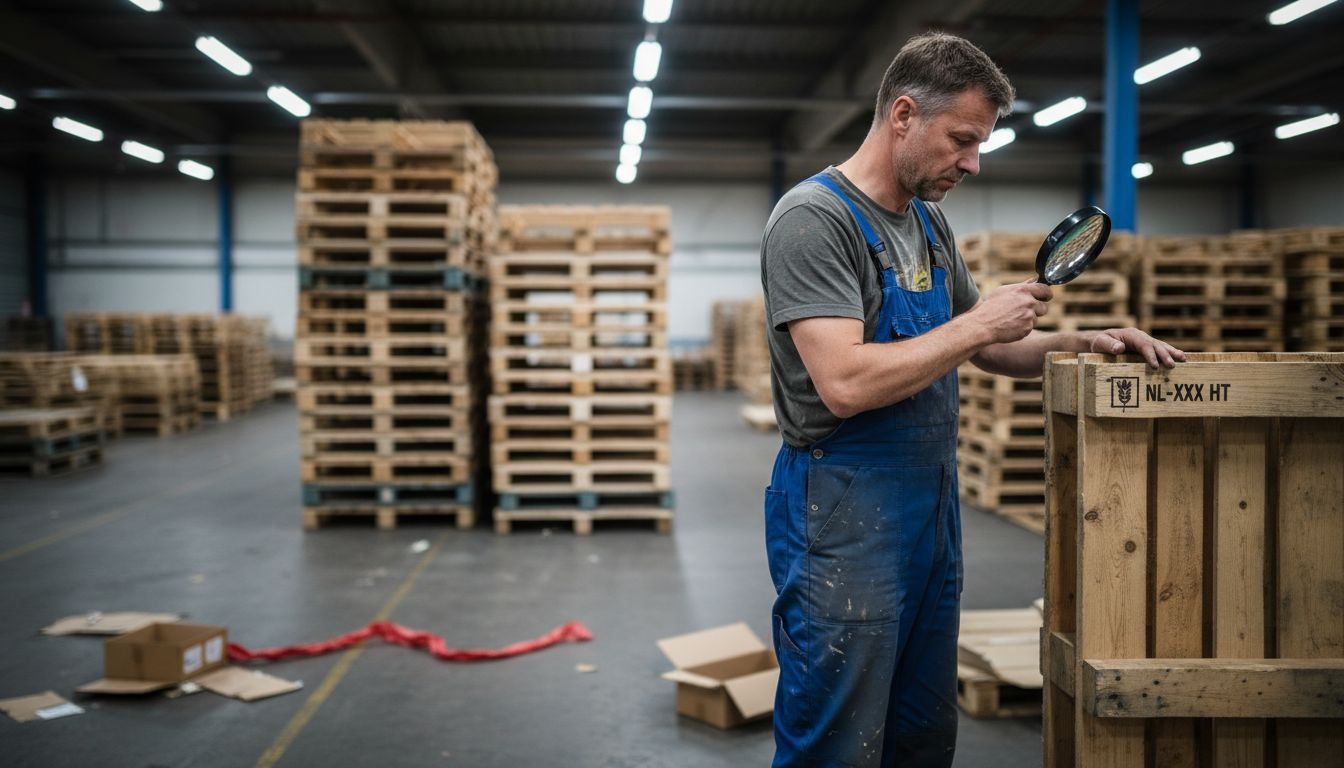 Controle op ISPM 15 pallets in het magazijn