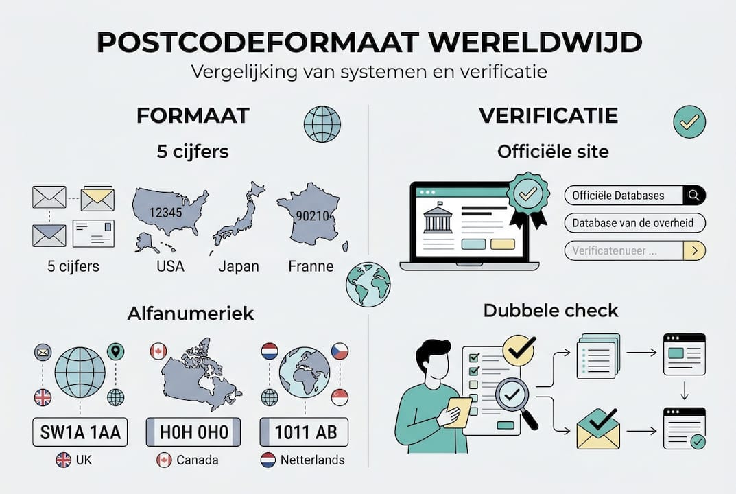 Overzicht van postcodeformaten en controles