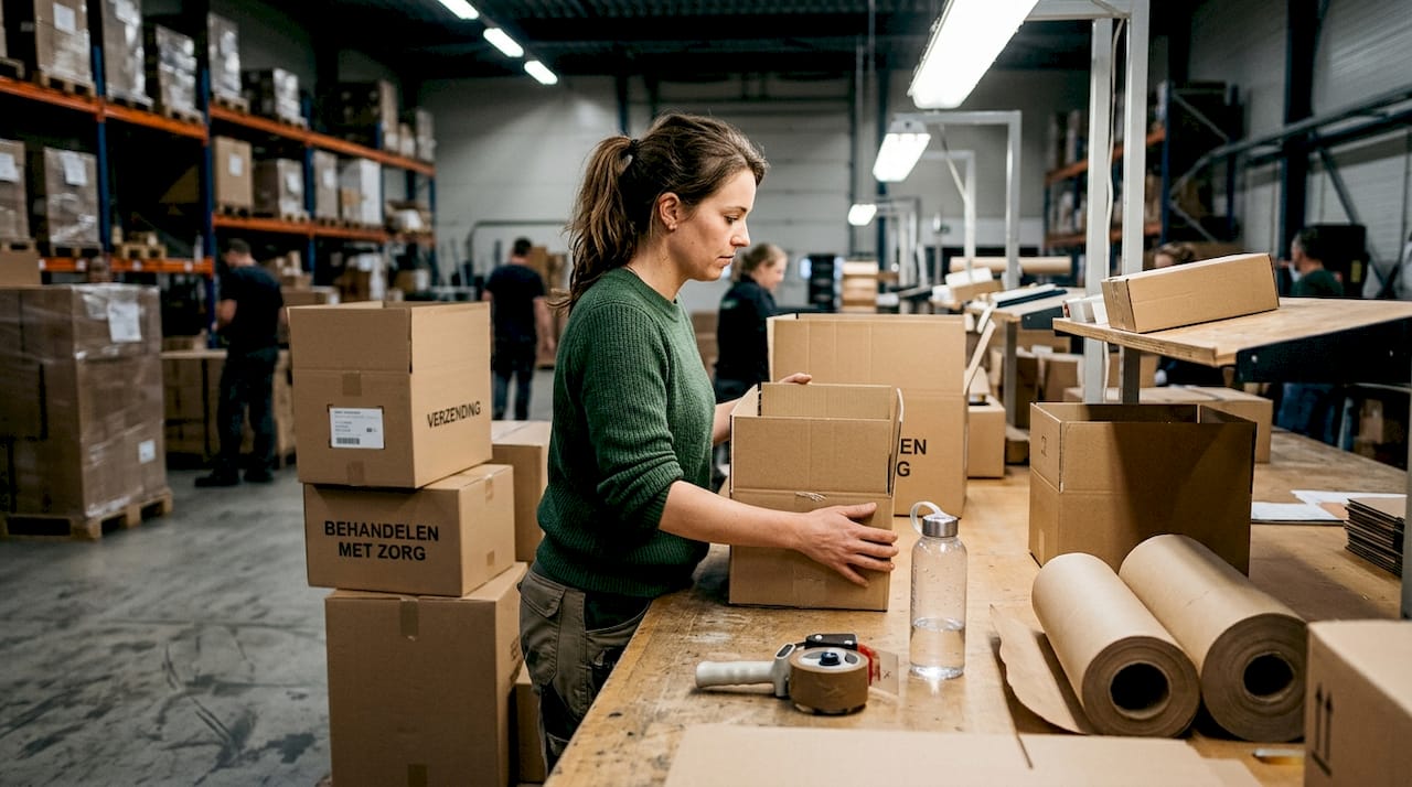 Verpakkingsspecialist die duurzame materialen selecteert