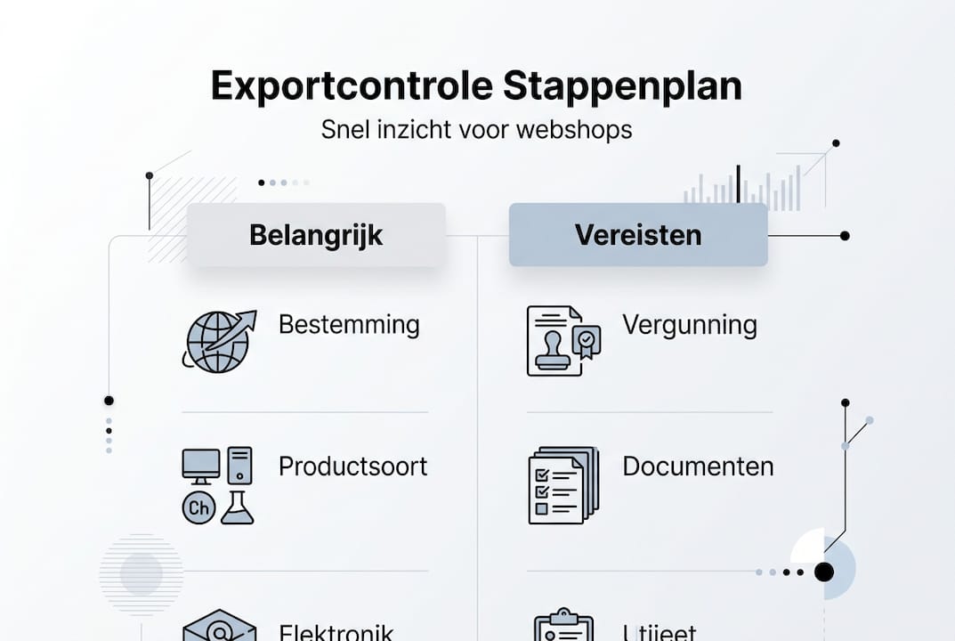 Overzicht: hoe werkt exportcontrole bij e-commerce? Een handige infographic met alle stappen op een rij.