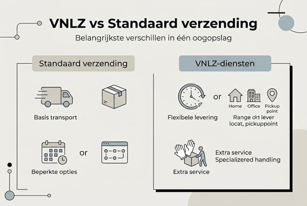 Infographic: de belangrijkste verschillen tussen VNLZ-verzending en standaard verzending