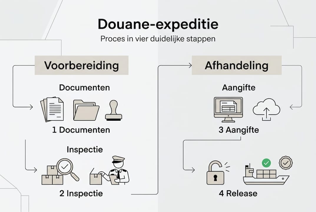 In deze infographic zie je overzichtelijk hoe het douane-expeditieproces in zijn werk gaat.