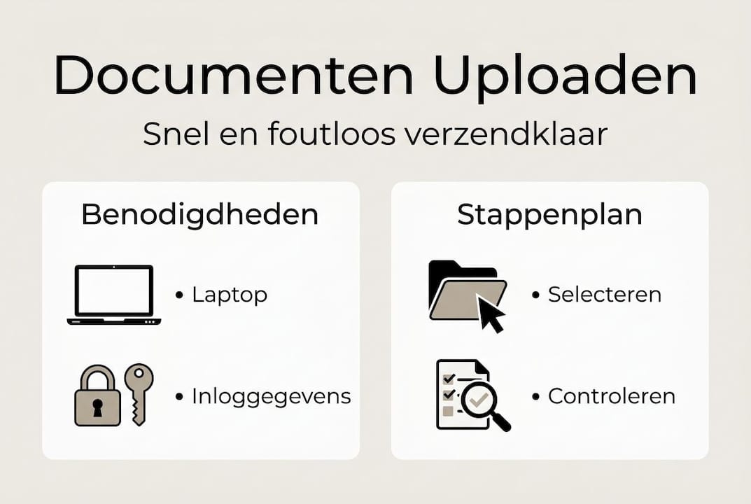 Visualisatie van het stappenplan voor het uploaden van documenten