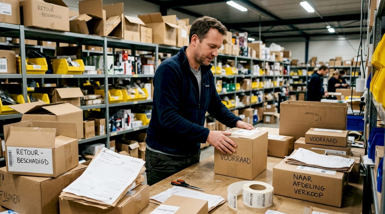 Man sorteert retourzendingen met foutieve adressen