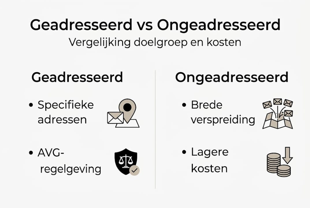 Infographic waarin geadresseerde en ongeadresseerde post met elkaar worden vergeleken