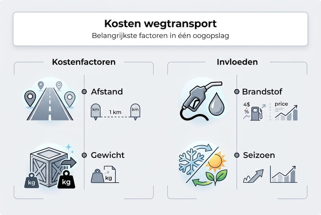 Overzicht van de belangrijkste kostenposten bij wegtransport