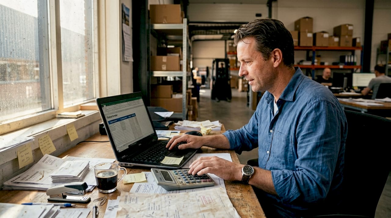 Logistiek manager verantwoordelijk voor kostenoverzicht in Excel