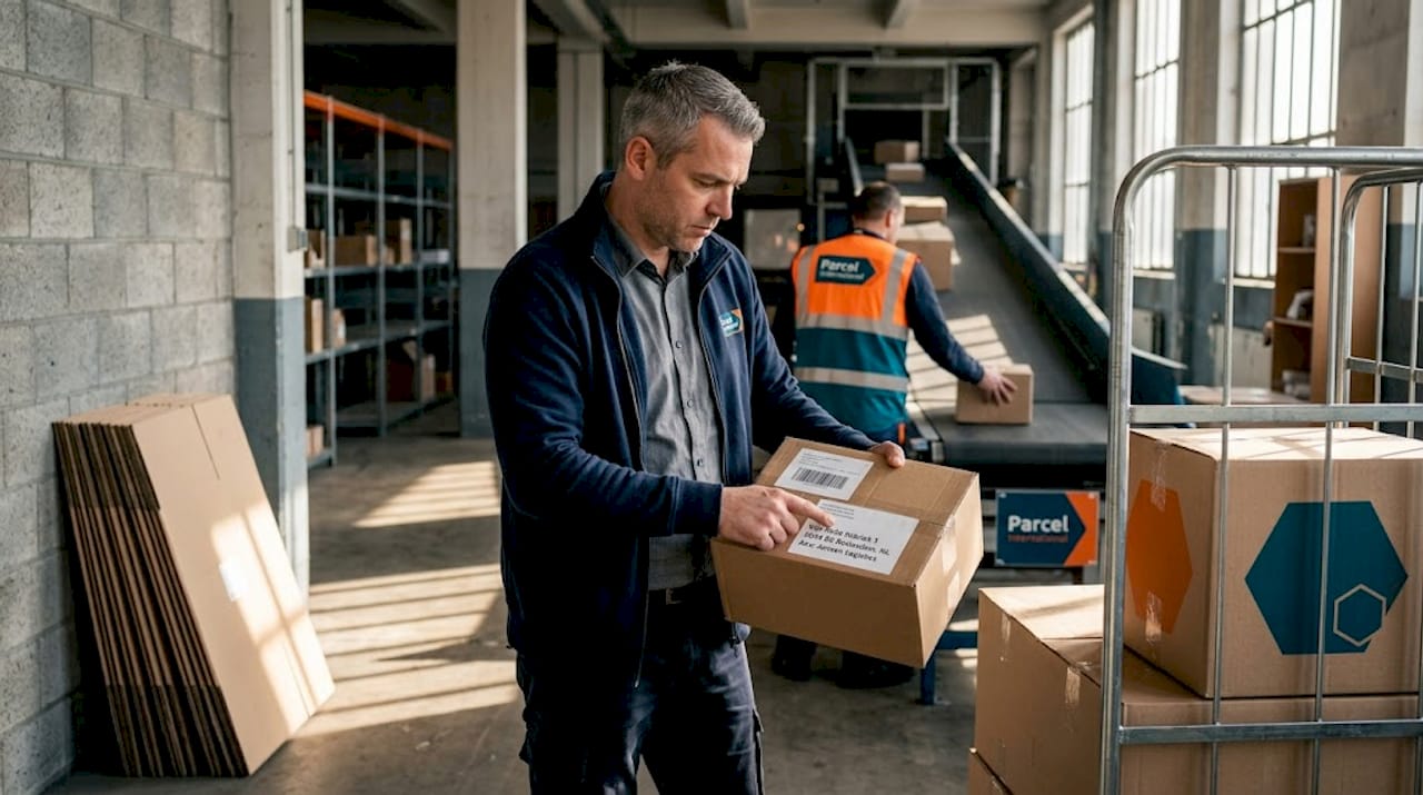 In het distributiecentrum worden pakketten uit het buitenland verwerkt.