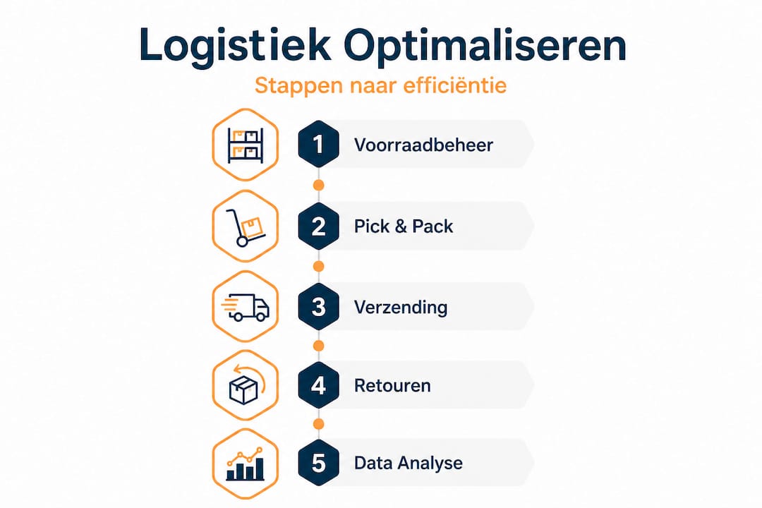Overzicht: stappenplan voor het optimaliseren van logistieke processen (infographic)