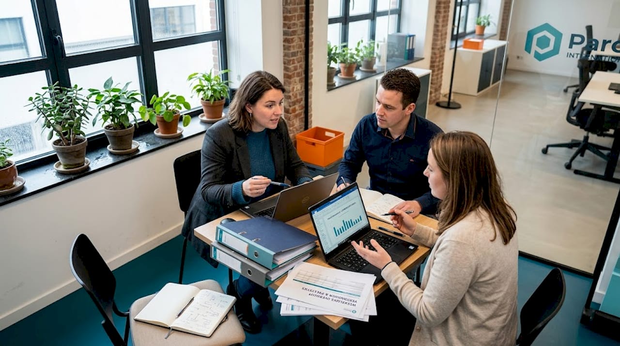 Het team overlegt over de keuze van vervoerders en bespreekt de recente leveringscijfers.