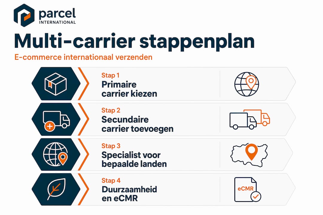 In deze verticale infographic zie je stap voor stap hoe je een succesvolle multi-carrier strategie opzet.
