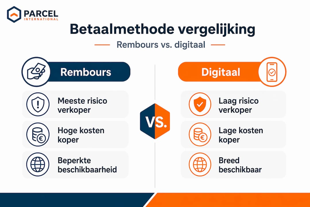 Infographic: contant betalen bij aflevering versus digitale betaalopties