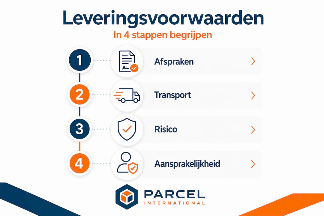 Infographic: de vier belangrijkste stappen binnen onze leveringsvoorwaarden